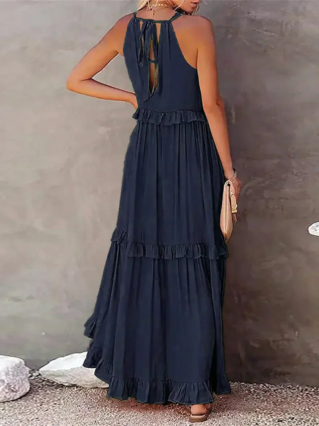 Madeline | Halter Ruffle Maxi Dress