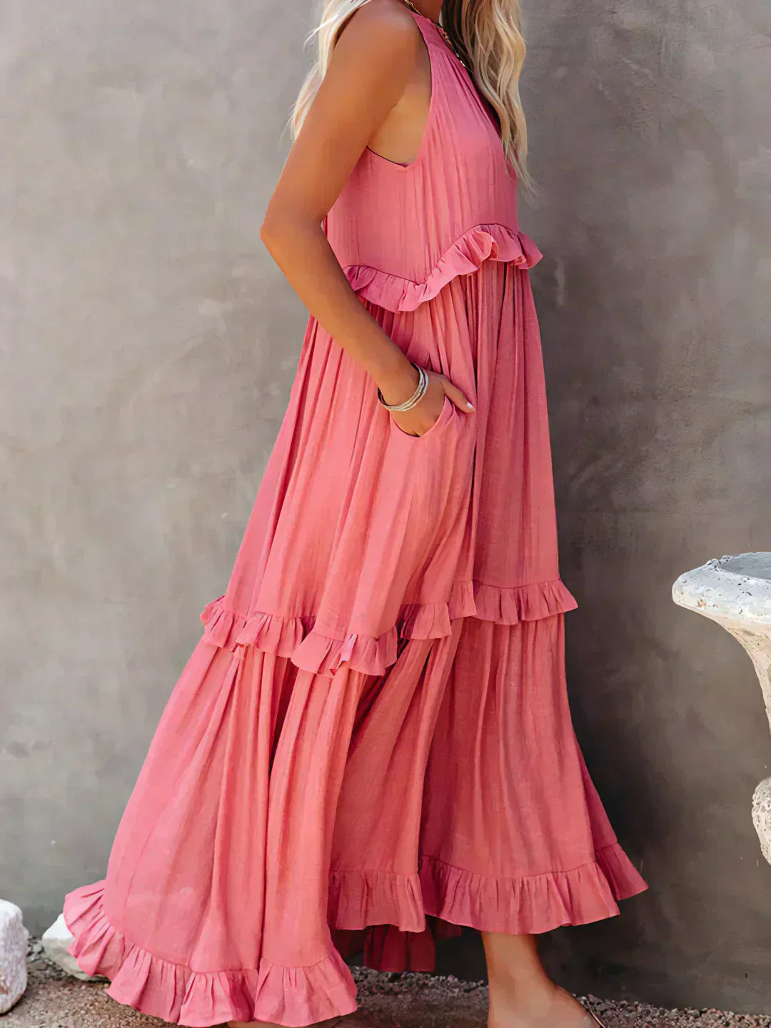 Madeline | Halter Ruffle Maxi Dress