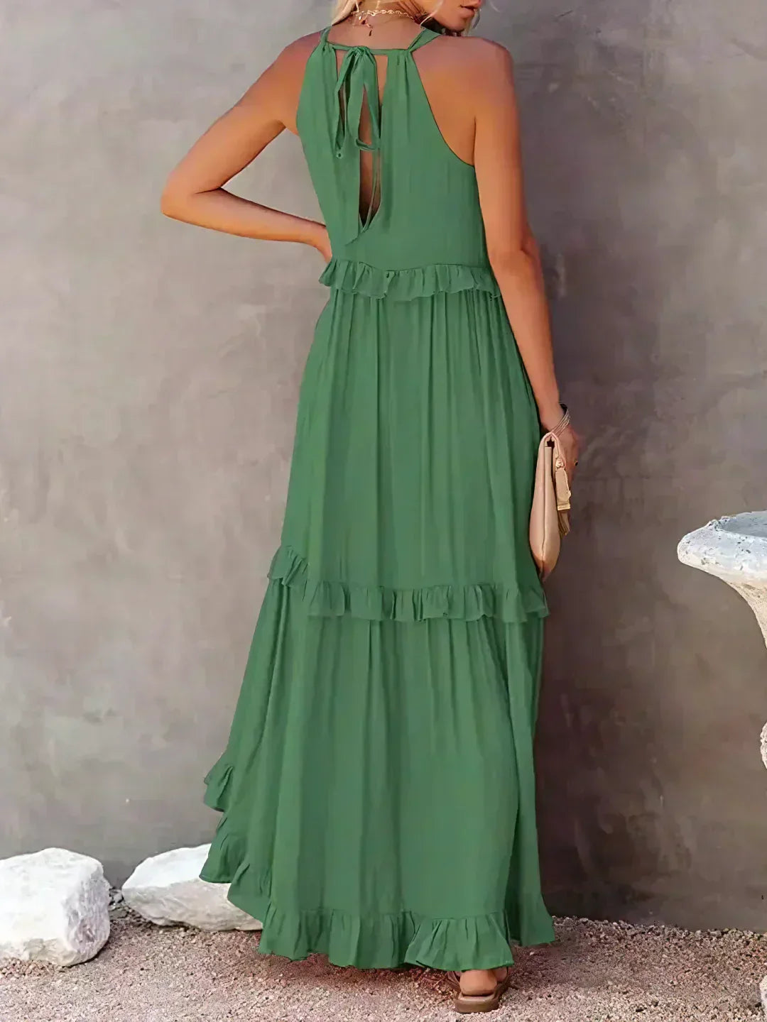 Madeline | Halter Ruffle Maxi Dress