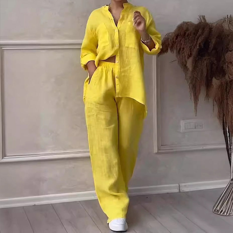 Mia | Button-Down Shirt And Pants Set
